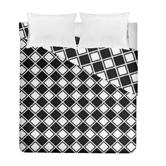 Black White Square Diagonal Pattern Seamless Duvet Cover Double Side (full/ Double Size) by Celenk