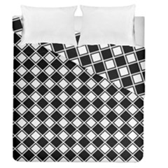 Black White Square Diagonal Pattern Seamless Duvet Cover Double Side (queen Size) by Celenk