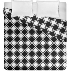 Black White Square Diagonal Pattern Seamless Duvet Cover Double Side (king Size) by Celenk