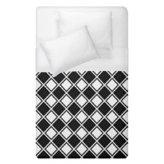 Black White Square Diagonal Pattern Seamless Duvet Cover (single Size) by Celenk