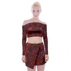 Abstract Fantasy Color Colorful Off Shoulder Top With Mini Skirt Set