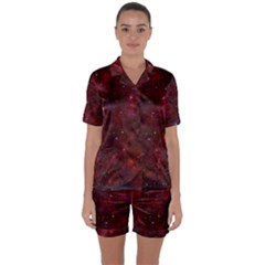 Abstract Fantasy Color Colorful Satin Short Sleeve Pyjamas Set