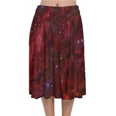 Abstract Fantasy Color Colorful Velvet Flared Midi Skirt