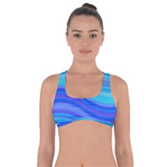 Blue Background Water Design Wave Got No Strings Sports Bra by Celenk