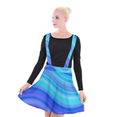 Blue Background Water Design Wave Suspender Skater Skirt by Celenk