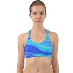 Blue Background Water Design Wave Back Web Sports Bra