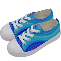 Blue Background Water Design Wave Kids  Low Top Canvas Sneakers by Celenk