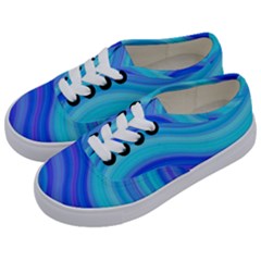 Blue Background Water Design Wave Kids  Classic Low Top Sneakers by Celenk