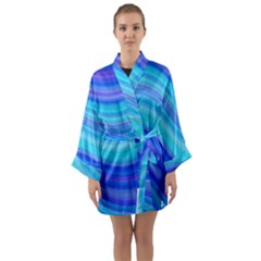 Blue Background Water Design Wave Long Sleeve Kimono Robe