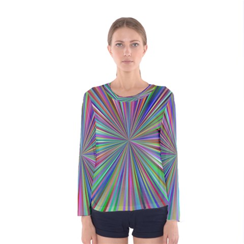 Burst Colors Ray Speed Vortex Women s Long Sleeve Tee by Celenk