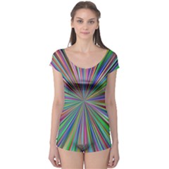 Burst Colors Ray Speed Vortex Boyleg Leotard  by Celenk