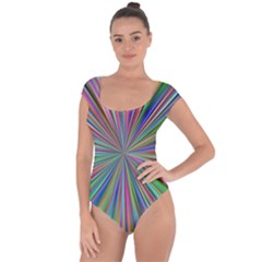 Burst Colors Ray Speed Vortex Short Sleeve Leotard  by Celenk