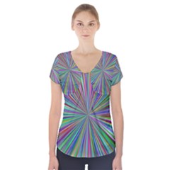 Burst Colors Ray Speed Vortex Short Sleeve Front Detail Top by Celenk