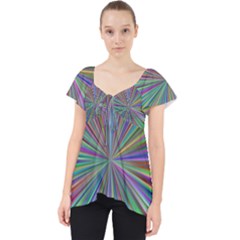 Burst Colors Ray Speed Vortex Lace Front Dolly Top by Celenk