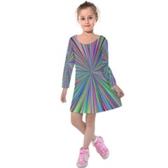 Burst Colors Ray Speed Vortex Kids  Long Sleeve Velvet Dress by Celenk