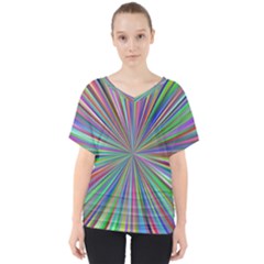 Burst Colors Ray Speed Vortex V-neck Dolman Drape Top