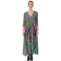 Burst Colors Ray Speed Vortex Button Up Boho Maxi Dress