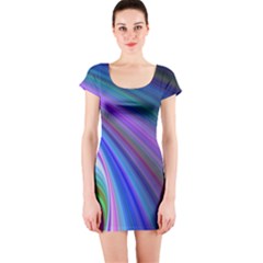 Background Abstract Curves Short Sleeve Bodycon Dress