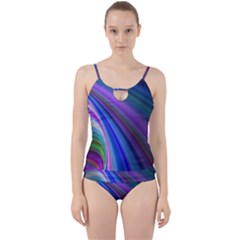 Background Abstract Curves Cut Out Top Tankini Set by Celenk