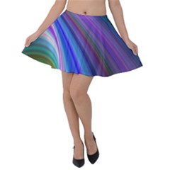 Background Abstract Curves Velvet Skater Skirt