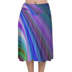 Background Abstract Curves Velvet Flared Midi Skirt