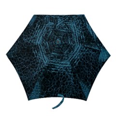 Blue Black Shiny Fabric Pattern Mini Folding Umbrellas