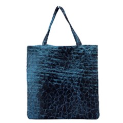 Blue Black Shiny Fabric Pattern Grocery Tote Bag