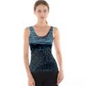 Blue Black Shiny Fabric Pattern Tank Top View1