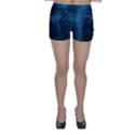 Blue Black Shiny Fabric Pattern Skinny Shorts View1