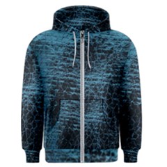 Blue Black Shiny Fabric Pattern Men s Zipper Hoodie by Celenk