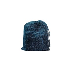 Blue Black Shiny Fabric Pattern Drawstring Pouches (xs) 