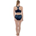 Blue Black Shiny Fabric Pattern Racer Back Bikini Set View2