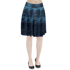 Blue Black Shiny Fabric Pattern Pleated Skirt