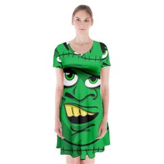 Buy Me A Coffee Halloween Short Sleeve V-neck Flare Dress by Celenk