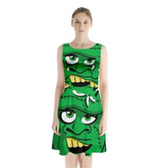 Buy Me A Coffee Halloween Sleeveless Waist Tie Chiffon Dress by Celenk