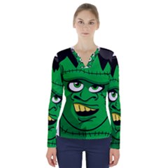 Buy Me A Coffee Halloween V-neck Long Sleeve Top by Celenk