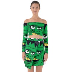 Buy Me A Coffee Halloween Off Shoulder Top With Skirt Set by Celenk