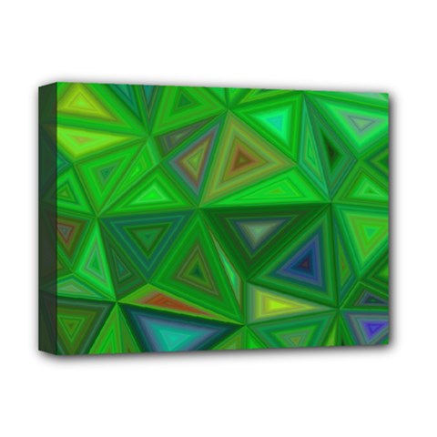 Green Triangle Background Polygon Deluxe Canvas 16  X 12   by Celenk