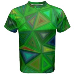 Green Triangle Background Polygon Men s Cotton Tee