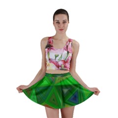 Green Triangle Background Polygon Mini Skirt by Celenk