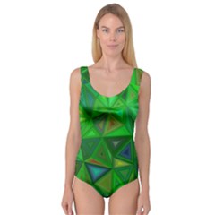 Green Triangle Background Polygon Princess Tank Leotard  by Celenk