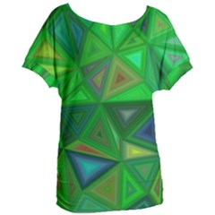 Green Triangle Background Polygon Women s Oversized Tee