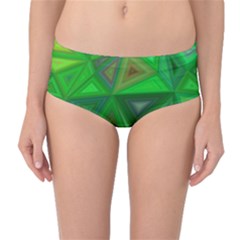 Green Triangle Background Polygon Mid-waist Bikini Bottoms by Celenk