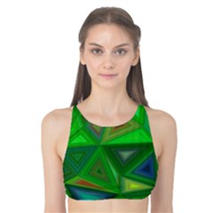 Green Triangle Background Polygon Tank Bikini Top by Celenk