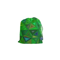 Green Triangle Background Polygon Drawstring Pouches (xs)  by Celenk