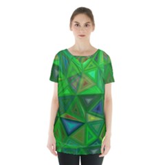 Green Triangle Background Polygon Skirt Hem Sports Top