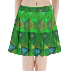 Green Triangle Background Polygon Pleated Mini Skirt by Celenk