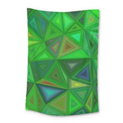 Green Triangle Background Polygon Small Tapestry