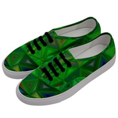 Green Triangle Background Polygon Men s Classic Low Top Sneakers