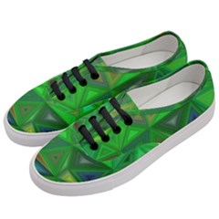 Green Triangle Background Polygon Women s Classic Low Top Sneakers by Celenk